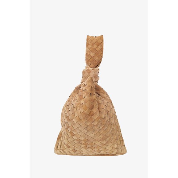 Bottega Veneta Accessories - Bottega Veneta Brown Suede Intrecciato Twist Bag